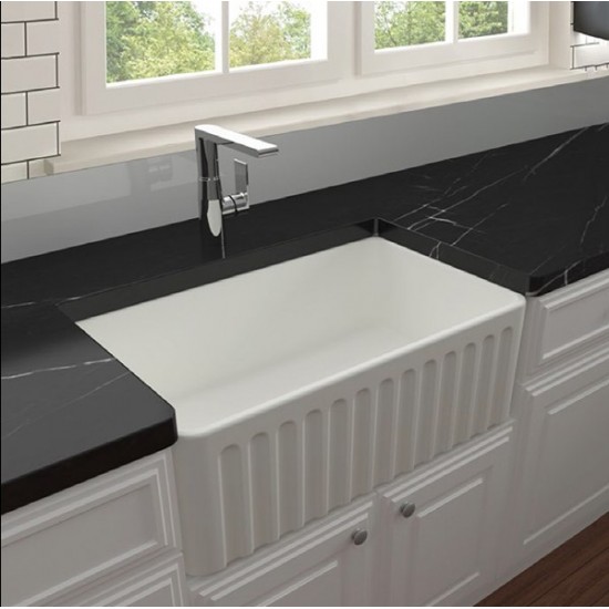 Νεροχύτης Κουζίνας Πορσελάνης A-3318N White Glossy (Λευκό Γυαλιστερό) 83,5x45,9x25,4 cm Vintage με 1 Μεγάλη Ενιαία Γούρνα